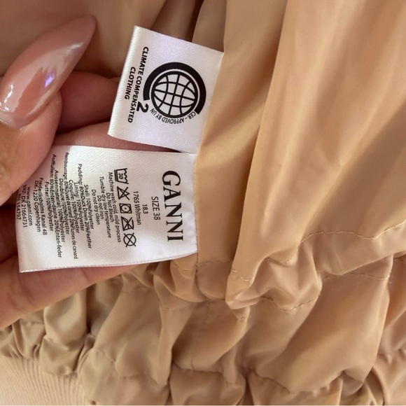 GANNI Whitman Puffer Down Jacket Peach Beige EU 38 US 6 - Picture 5 of 13